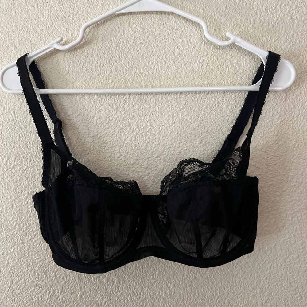 Panache Jasmine 6951 black lace unlined bra 32F